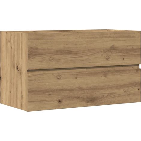 Armoire de salle de bain suspendue rangement spacieux 80 x 38,5 x 45 cm en bois d'ingénierie chêne artisanal (1/5)