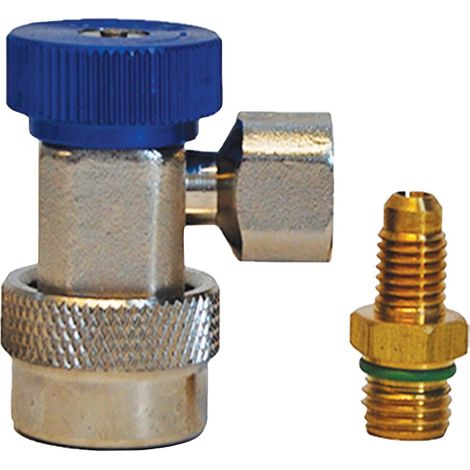 Raccord rapide R134a BP 90° M1/4" à robinet spécial climatisation véhicule - AC 9186 - CLAS Equipements
