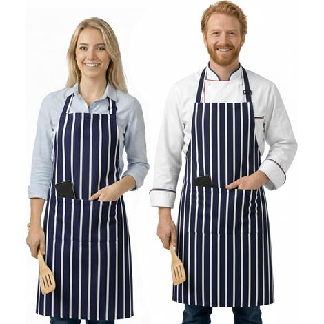 Tabliers réglables unisexes pour hommes et femmes – Tabliers de chef à 2 poches pour hommes et femmes (Pack of 2) (1/5)