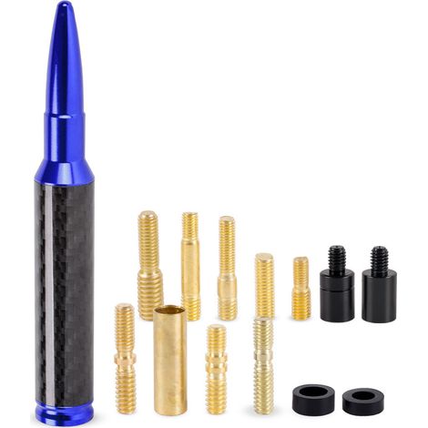 Car roof antenna customization: 5.5-inch carbon fiber bullet-shaped radio antenna, universal model - blue. (1/4)