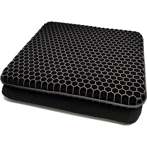 Chair Cushion, Breathable Gel Cushion, Anti-Decubitus Cushion, Pressure Relief Orthopedic Support with Non-Slip Lining for Car/Office/Home/Wheelchair (Black) (1/5)