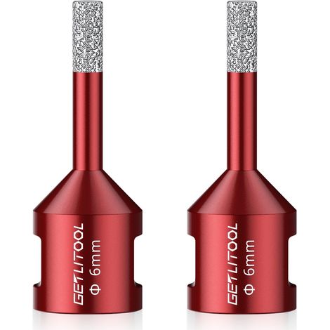 2 PCS Scie Cloche Diamantée 6mm,Foret Diamant Carrelage-Rouge (1/5)