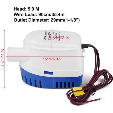 Pompe De Cale - 1100 GPH - 12 V - Submersible Automatique - Pour Bateau - 1 Pièce (1/4)