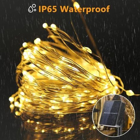 Solarbetriebene LED-Lichterkette für den Außenbereich, 2 Sets à 200 wasserdichte Solar-Lichterketten mit 8 Funktionen, 22 m lang, für Garten, Terrasse, Zelt und Hochzeiten im Sommer (1/3)