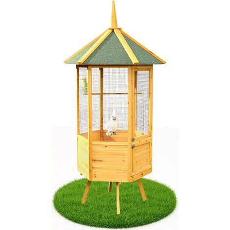 Vogelvoliere Voliere Vogelkäfig XXL 6-Eck Vogelhaus Vogel Käfig Haus Holz (1/5)