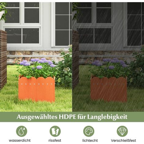 Pflanzkasten-Set für den Außenbereich, HDPE, wetterfest, 32 x 30 x 25 cm, Orange