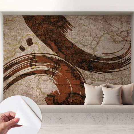 Fotomurale adesivo - Carta da parati adesiva - per la cucina camera da letto per la soggiorno - Mappa artistica 208x146 cm (1/5)