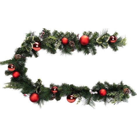 Naturgirlande Rote Kugeln 2m mit roten Kugeln - Feeric lights & christmas