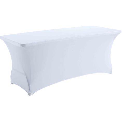 Housse élastique blanche pour table pliante 8 personnes 180cm
