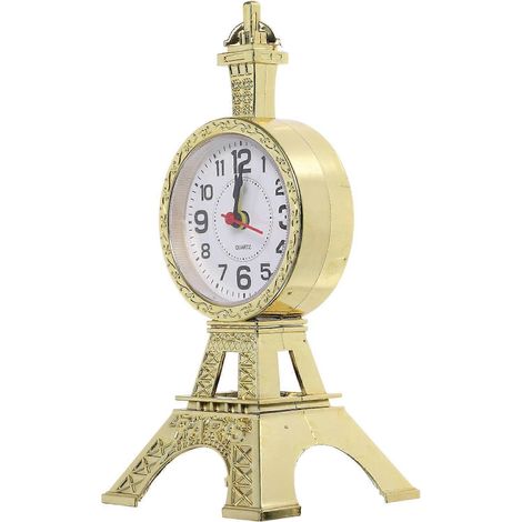 Horloge de bureau miniature en forme de Tour Eiffel, style rétro, idéale pour les chambres et les salons, dimensions : 0,9×3,3×3,3 pouces, 1 pièce par paquet. (1/4)