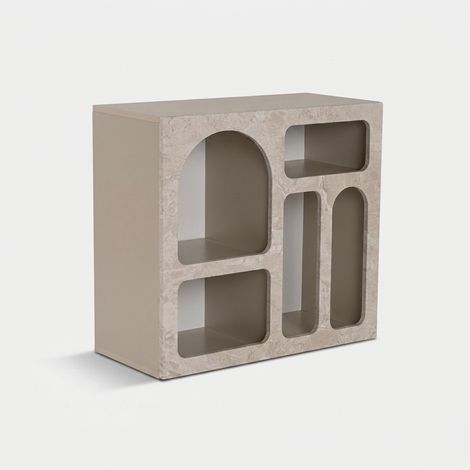 Moderner Holz-Bücherwagen Lessa – Design-Bibliotheksmobil - Beige (1/5)