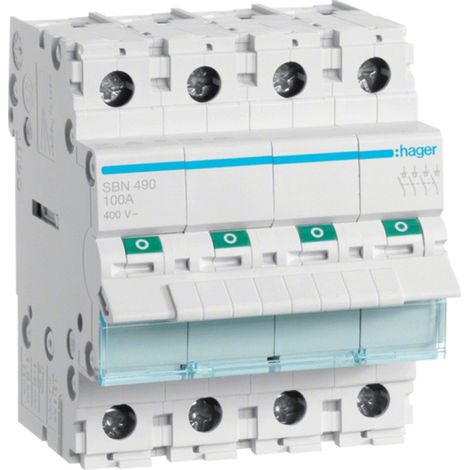 HAGER SBN490 4P COURTES CIRCUIT - COURTES CIRCUITS (100 A, -20 - 50 °C, -40 - 80 °C) (1/3)