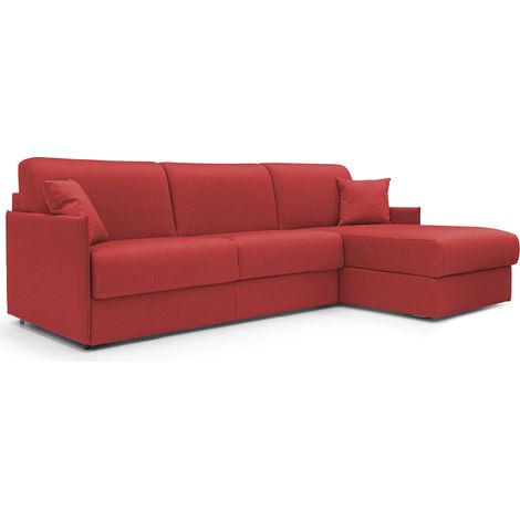 Evans Ecksofa mit Schlaffunktion aus wasserfestem Stoff T13 272 cm rechts (mat. 160x197) Rot