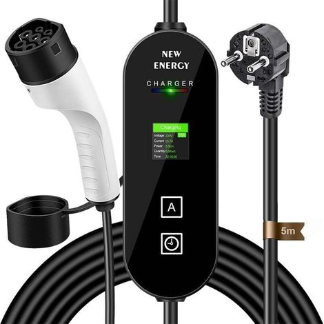 Pistolet de charge intelligent à double effet standard européen 16A 3,5kW Câble portable de 5 m Adaptation flexible pour un usage domestique/commercial léger (1/4)