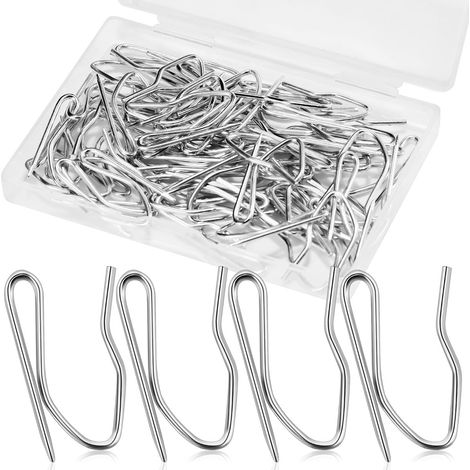 In stock: 1.2-inch stainless steel metal curtain hooks and pins for curtains and shower curtains, 58 pieces per pack. (1/5)