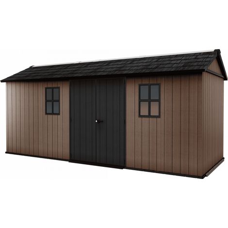 Caseta de jardín de resina EVOTECH+, 539 x 230 cm, con suelo y puerta doble, carga de nieve de 150 kg/m², Newton Plus 7517/1775, marrón, Keter (1/5)