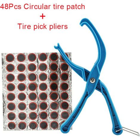 Outil de protection de jante facile à utiliser, bleu, avec 48 rustines rondes pour la réparation des pneus.