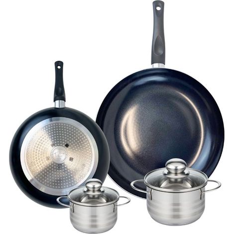 Ensemble de 2 Poêles de cuisson 24 et 32 cm et 2 faitouts 14 et 16 cm Elo Prima Brillant (1/5)