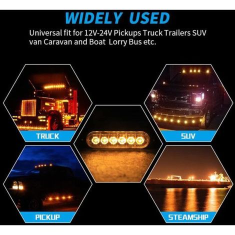 Lot 2 feux stroboscopiques LED 12-24V, barre lumineuse signalisation urgence pour voiture camion fourgonnette SUV yacht (1/4)