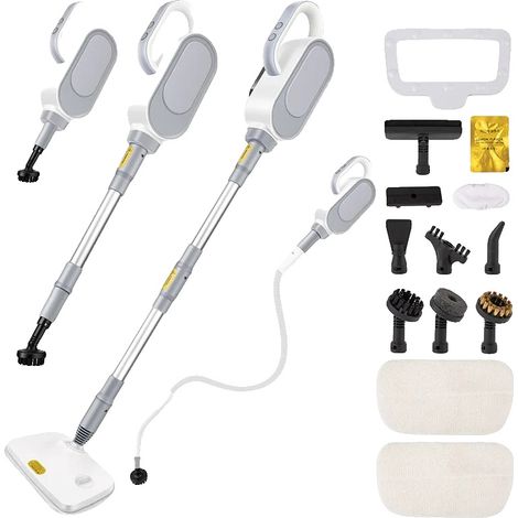 Nettoyeur à vapeur, design portable, têtes de brosse multi-usages, BLANC (1/2)