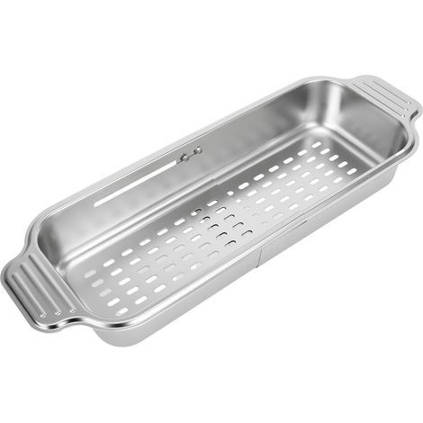 Panier d'égouttage télescopique en acier inoxydable 304 pour évier,égouttoir à vaisselle,porte-bols, porte-ustensiles (1/5)