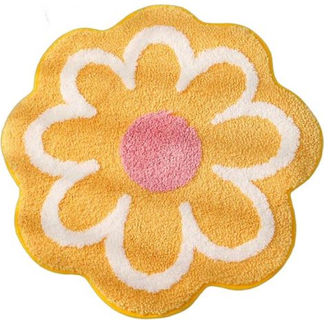 Tapis de bain/de salle de bain - Tapis de Badmat antidérapant - Motif floral - Badmat Douche - 40401.7cm - jaune - Polyester - Décoration de chambre (1/3)