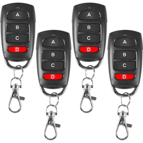 Telecomando universale per porte, confezione da 4 telecomandi universali, telecomando per porta da garage, telecomando per porta scorrevole, telecomando per porta automatica, frequenza 433 MHz (1/4)