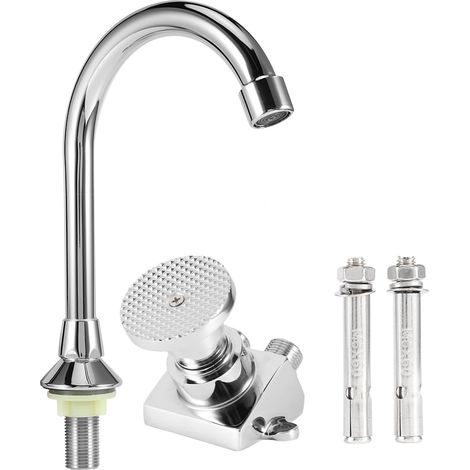 Eosnow Robinet de lavabo à pédale monté au sol en cuivre à filetage G1/2 pouces, ensemble de robinets d'évier, pour laboratoire hospitalier