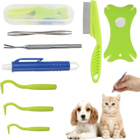 Outil 8 en 1 pour éliminer les puces, avec boîte de rangement, spécialement conçu pour éliminer les puces sur les chiens, poids : 10 (1/5)