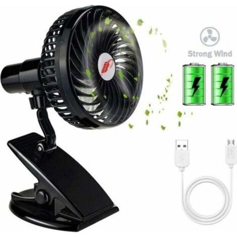 Ventilateur USB Portable avec Pince - Batterie Rechargeable Incluse - Idéal pour Bureau, Lit, Poussette, Camping, Voyage (1/5)