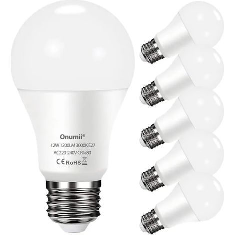 Ampoule LED E27 12W équivalent à une ampoule de 100W, 1200LM lumière blanche chaude 3000K, grand culot à vis A60 E27 (1/4)