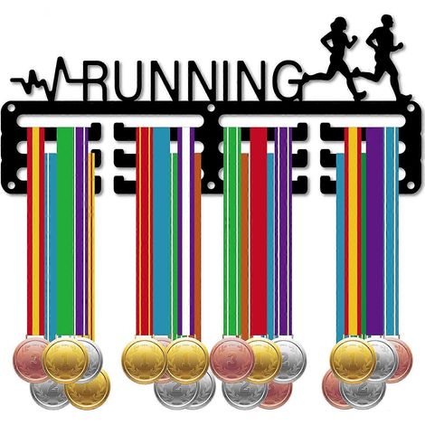 Porta medaglie per corsa, appendi medaglie, supporto per medaglie, espositore per maratona, sport, metallo, montaggio a parete, piccoli premi, ferro, distintivi, corsa (FMY) (1/5)