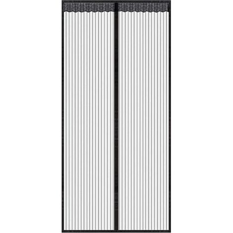 120CMx210CM Noir Moustiquaire Porte à Fermeture Aimantée, Rideau de Porte Anti Mouche, Fermeture Auto, Kit d'Installation, Bande Adhésive (1/3)