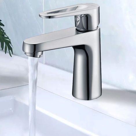 Mitigeur lavabo robinet salle de bain et toilette chromé design (1/3)