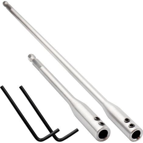 2pcs Rallonge de Foret 150mm/300mm Extension de Foret en Acier à Haute Teneur en Carbone Rallonge de Perceuse 1/4" Rallonge de Mèche en Bois 6.35mm Rallonge de Tige avec 2 Clés Hex (1/5)