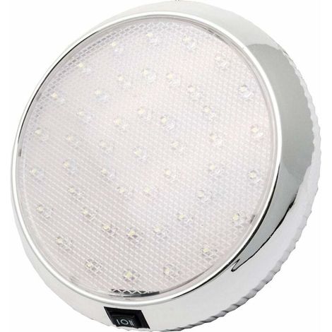 RV Interior Light 12V LED Ceiling Dome Roof Light ON/OFF Switch for Camper Van Caravan Motorhome Boat Cold White, Chrome Surface