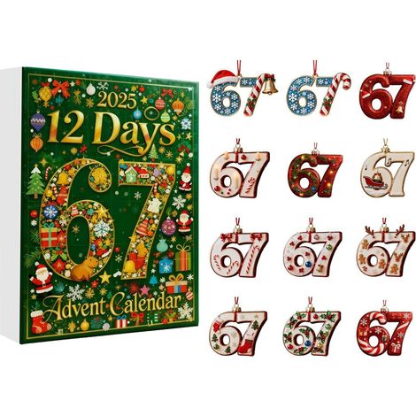 2025 Calendrier De L'Avent 67 Ornements Déco Maison Amusante En Acrylique  67 Ornement De Noël pour Hiver Thanksgiving Fêtes Soirée Vacances Intérieur Maison Chambre (1/5)