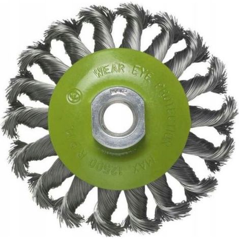 Brosse disque torsadée - Luna - 100 mm - Filetage M14 - Fils d'acier torsadés - Vitesse max 12,500 tr/min