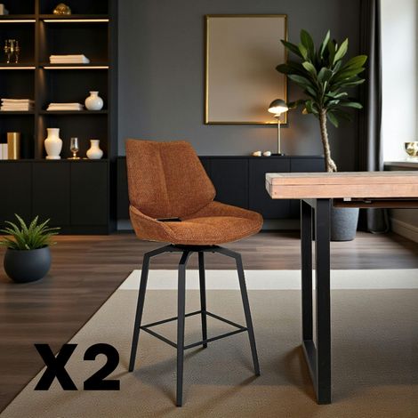 Chaise de bar pivotante rouille assise baquet (lot de 2) LIGURIE (1/5)
