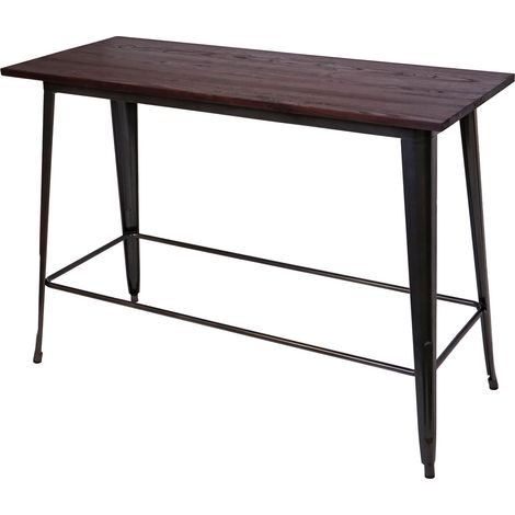 Bartisch HHG-494, Hochtisch Tresentisch, Industrie-Design Ulme Holz MVG-zertifiziert 106x147x60cm vintage schwarz-braun