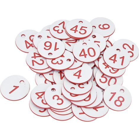 Etiquetas de colmena redondas de ABS numeradas, con agujero, suministros para apicultura y ganadería, blancas 1-50, 50 piezas (1/5)