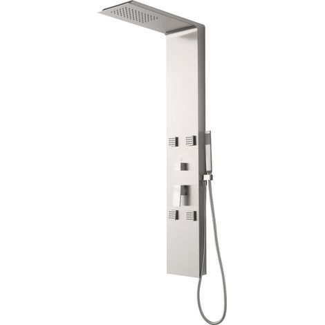 Columna BHAGA de Hidromasaje Plateada con Ducha Superior y 4 Jets de Masaje (1/3)