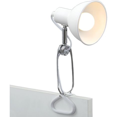 Lampada a morsetto Lampada a morsetto orientabile Interruttore a cavo 1xE14 8W bianco metallo Briloner