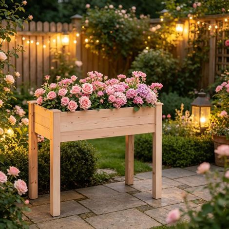 Jardinière surélevée d'extérieur, jardinière en bois, jardinière à tomates, jardinière à fleurs (uniquement avec jardinière en bois) (1/5)
