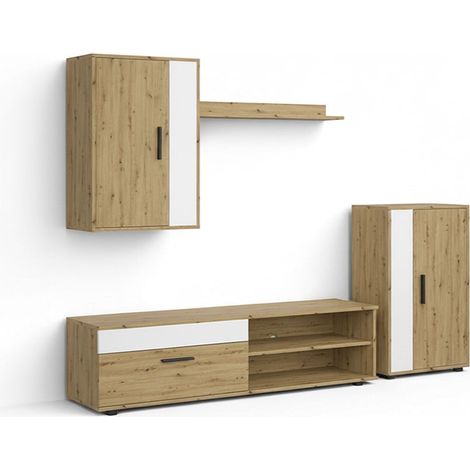 Salón modular con mueble TV 140 cm Lunet Blanco Artik (Blanco Mate) - Alpino (ancho) x 36,2cm (alto)