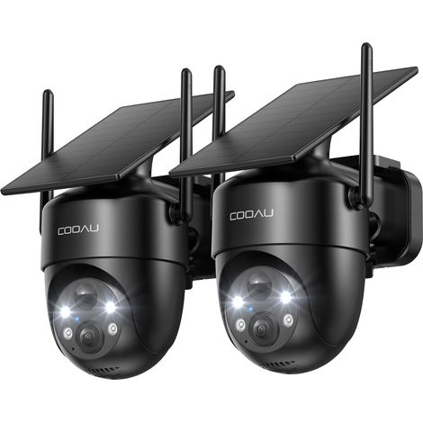 2K Wireless Outdoor WiFi Surveillance Camera, 3MP Solar Camera 360° PTZ, Wi-Fi 6, Low Brightness Charging, Intelligent PIR Detection, Bluetooth Pairing, 2.4 GHz, IP66, 2 Packs (1/5)