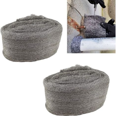 Paille de fer inoxydable, maille abrasive extra fine 0000, souple et durable, réutilisable pour nettoyage et polissage : verre, vitres, faïence, bois, acier, cuivre, laiton. (1/4)