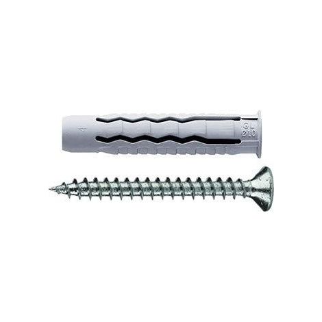 TASSELLI IN NYLON UNIVERSALI A 4 SETTORI Ø 8 X 50 + VITE TPS 5,0 X 60 - 10 PZ.