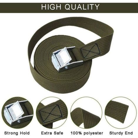 Sangles Arrimage Cliquet 6pcs 25mmx2m Gris, Polypropylène, Pour Voiture Moto Kayak (1/5)