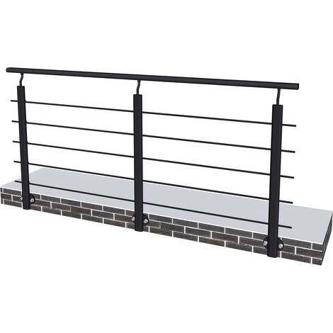 Ringhiera Balaustra in Alluminio Nero Opaco 200x100cm per interni ed esterni a Fissaggio a Parete (1/5)